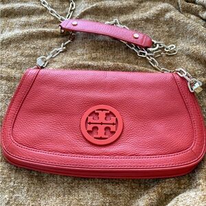 Tory Burch Vibrant Red/Orange Leather Shoulder Bag